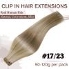 Hetto Blonde Extensions Clip in Human Hair Highlights Clip in Extenisons Human Hair Dark Ash Blonde Mix Light Blonde Full Head 16 Inch 7pcs 120g view 2