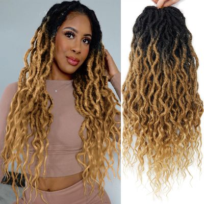 Faux Locs Crochet Hair 24Inch Crochet Locs, 6Packs Boho Faux Locs with Curly Ends Soft Dreadlock Crochet Hair for Black Women(24'', T27)