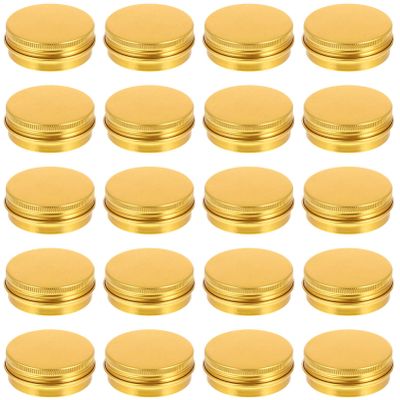 Container 20 Pack Aluminum Tin Jar 1 oz/ 30ml Refillable Containers, Screw Lid Round Tin Container Bottle for Candle, Lip Balm, Salve, Eye Shadow, Spices or Candies Bulk Travel