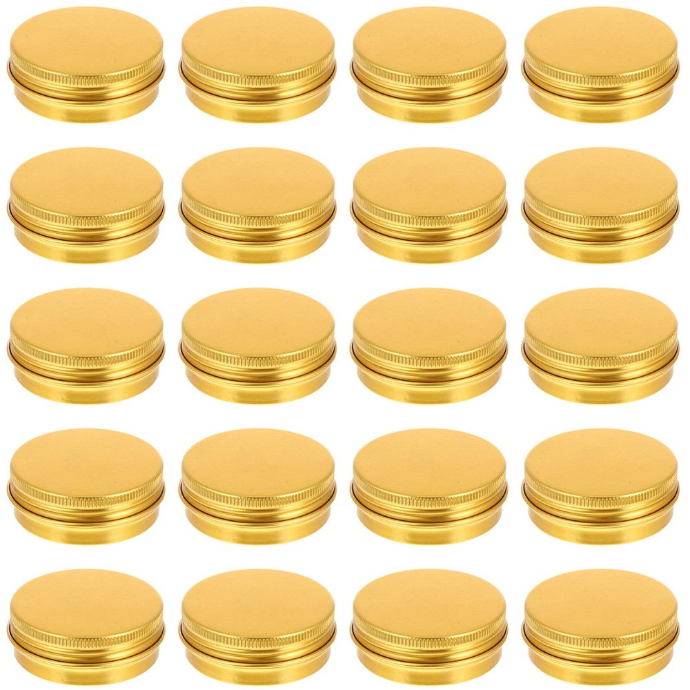 Container 20 Pack Aluminum Tin Jar 1 oz/ 30ml Refillable Containers, Screw Lid Round Tin Container Bottle for Candle, Lip Balm, Salve, Eye Shadow, Spices or Candies Bulk Travel