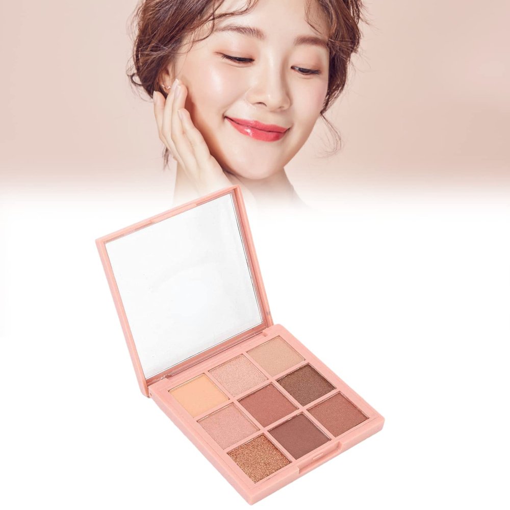 9 Colors Matte and Eyeshadow Palette, Warm Color Eye Shadows Glitter Makeup Kit Make Up Brushes Set Nature Nude Earth Tone Beauty Cosmetics High Pigment Powder Pallet