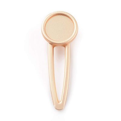 10Pcs Alloy Light Gold Alligator Hair Clip with Flat Round Cabochon Settings Metal Hair Barrettes for DIY Hair Accessoires Making