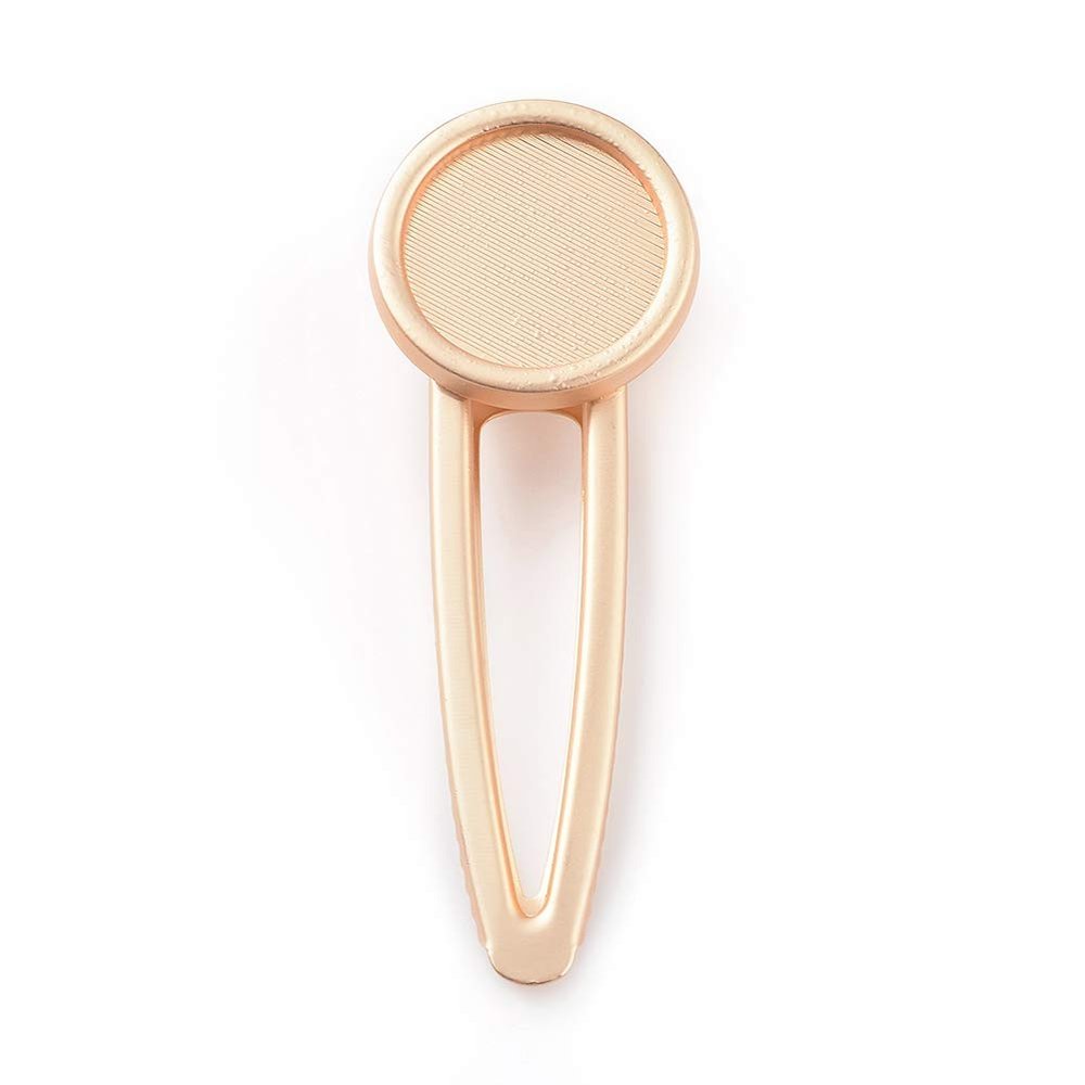 10Pcs Alloy Light Gold Alligator Hair Clip with Flat Round Cabochon Settings Metal Hair Barrettes for DIY Hair Accessoires Making
