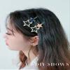 10Pcs Alloy Golden Star Hair Clip 58x31.5x8.5mm Two Stars Hair Barrettes with Rhinestone for DIY Hair Accessoires Making view 3