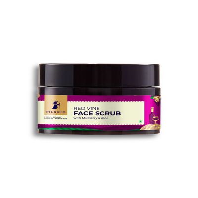 Pilgrim Red Vine Face Scrub | Exfoliates Dead Skin & Unclogs Pores | With Mulberry & Aloe for Glowing, Smooth Skin | Gently Removes Impurities | French Beauty Secrets | 1.76 Oz (50g)