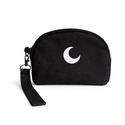 Brando Moon Small Zipper Makeup Bag for Women Girls Travel Cosmetic Pouch, Wide-Open Organizer Purse Case, Air-Tight Odor-Control Fabric, Everyday Travel Essentials