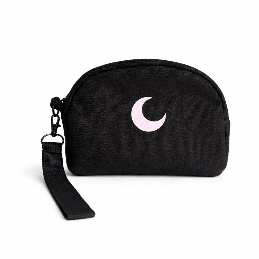 Brando Moon Small Zipper Makeup Bag for Women Girls  Travel Cosmetic Pouch, Wide-Open Organizer Purse Case, Air-Tight Odor-Control Fabric, Everyday Travel Essentials