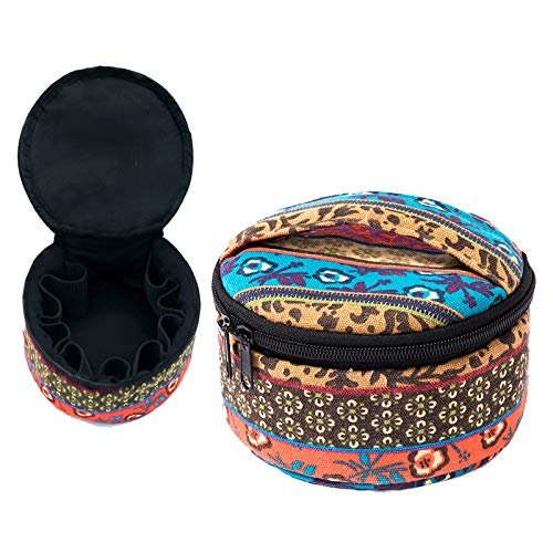Beuniclo Canvas essential oil storage bag Suitable for storing travel essential oil bags in multiple bottles of 15ml, 10ml, 5ml essential oil bottles (khaki, small)