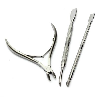 3pcs/set Nail Cuticle Scissors Pusher Remover Cutter Stainless Steel Cuticle Nipper Clipper Manicure Nail Tools Set Cuticle Spoon Pusher Remover Cutter Clipper Trimmer Scissors Manicure Tool (Item A)