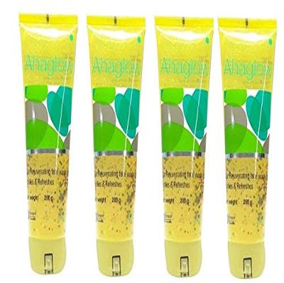 Ahaglow Advanced Face Wash Gel with AHA(Alpha-Hydroxy Acid)|Jojoba Oil|Tea Tree Oil|Allantoin|Vitamin E|Oakbark Extract|Dermatologically Tested| 200g * 4 - Torrent Pharma