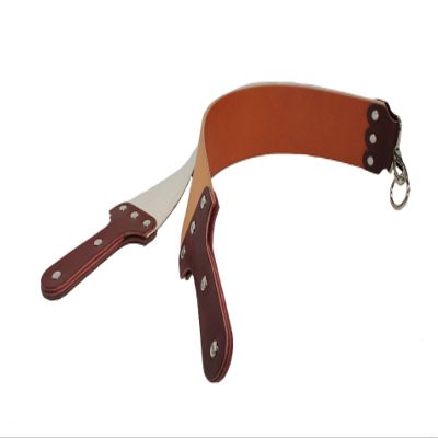 Mountain Mike light brown Bridle Shaving Strop with 6 piece latigo handle