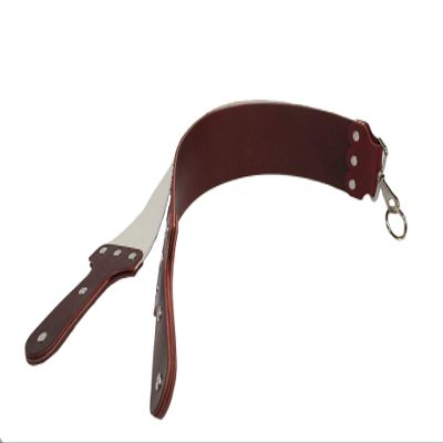 Mountain Mike burgundy Latigo Shaving Strop with 6 piece latigo handle