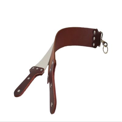 Mountain Mike dark brown Bridle Shaving Strop with 6 piece latigo handle