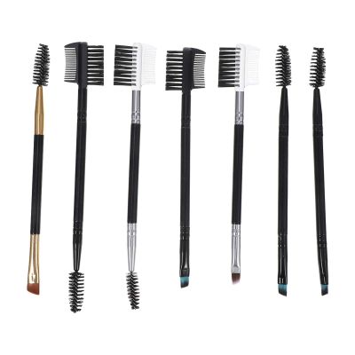 KALLORY 7pcs Double-ended Makeup Brush Application Includes Eyebrow Eyeshadow and Eyelash Brushes for Professional and Daily Use Mixed Style