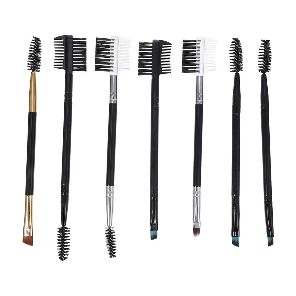 KALLORY 7pcs Double-ended Makeup Brush Application Includes Eyebrow Eyeshadow and Eyelash Brushes for Professional and Daily Use Mixed Style