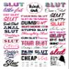 Kink Ink - 34 x "Slut" Temporary Tattoo Kinky A4 Sheet view 1