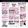 Kink Ink - 34 x "Slut" Temporary Tattoo Kinky A4 Sheet view 2