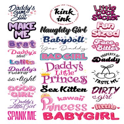 Kink Ink - 25 x "Daddy's Little Girl" Temporary Tattoo Sexy Kinky A4 Sheet