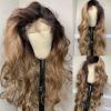 13x4 HD Lace Front Wig Ombre Highlight #1B/27 Lace Front Human Hair Wig Body Wave Pre Plucked 150% Density Natural Hairline Wigs With Baby Hair Glueless For Black Women 18 Inch view 1
