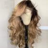 13x4 HD Lace Front Wig Ombre Highlight #1B/27 Lace Front Human Hair Wig Body Wave Pre Plucked 150% Density Natural Hairline Wigs With Baby Hair Glueless For Black Women 18 Inch view 4