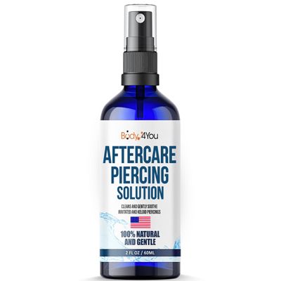 BodyJ4You Piercing Aftercare Spray - Saline Solution Natural Keloid Bump Removal - Ear Piercing Cleaner Nose Septum Belly Button Cartilage - Sea Salt Aloe Vera Rosemary - Fine Mist 2 Fl Oz