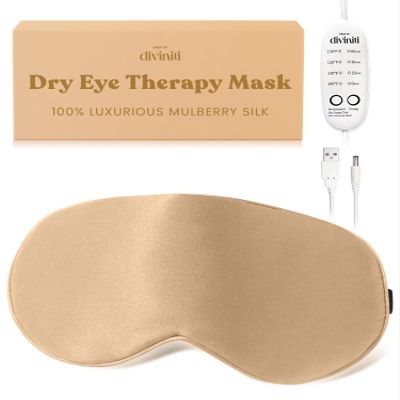 Heated Eye Mask for Dry Eye Relief - Stye Treatment, Warm Compress for Eyes, Sinus Mask, Electric Warming Patch - Champagne