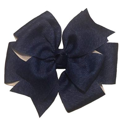 Dark Denim Pinwheel Hair Bow