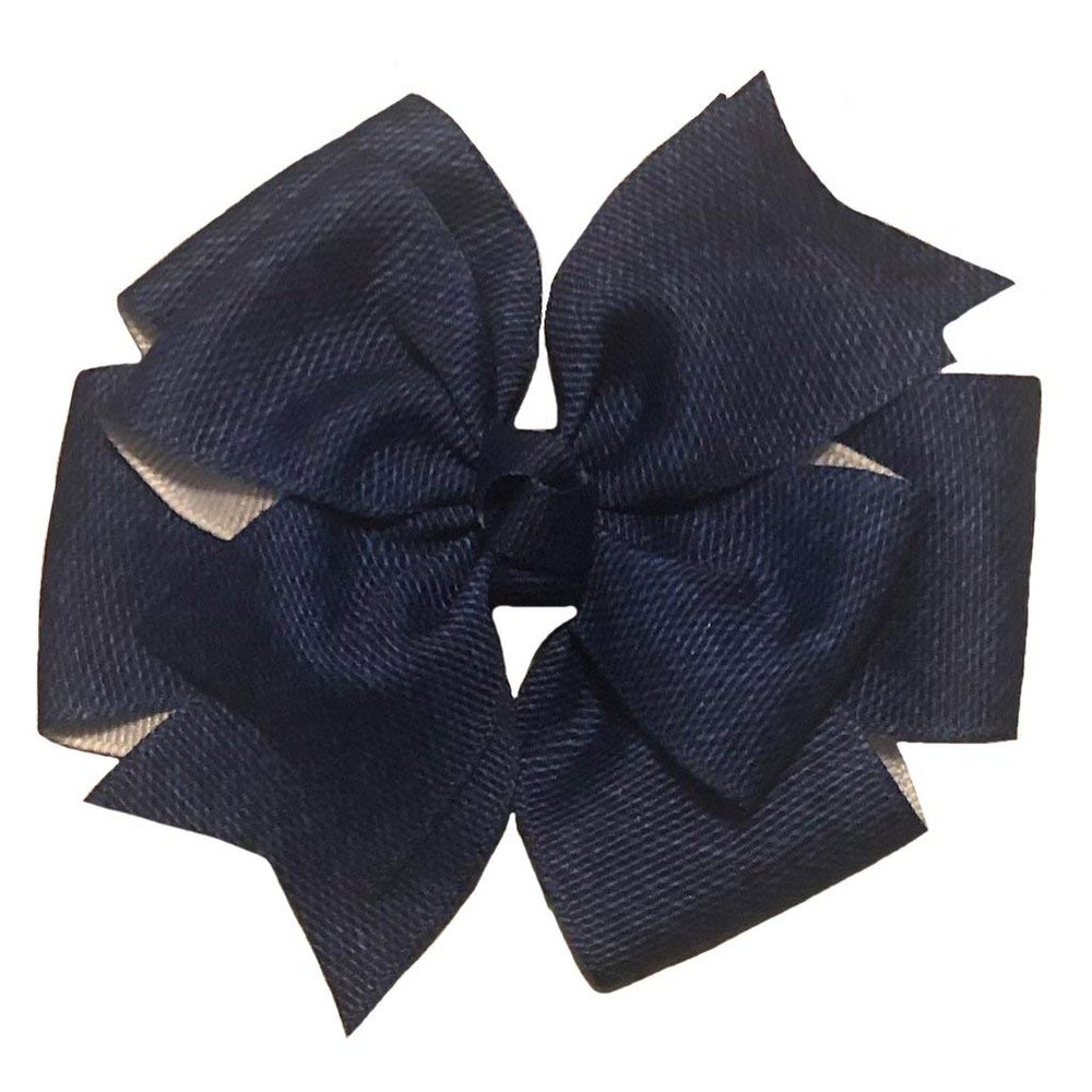 Dark Denim Pinwheel Hair Bow