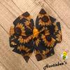 Denim Sunflowers Pinwheel Hair Bow view 2