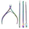 TRGCJGH Cuticle Nippers Cuticle Pusher Remover Cuticle Pusher Remover Set, 4 Pieces Chameleon Cuticle Peeler Scraper Trimmer Nail Art Tool view 1