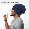 Hair Sleep Hat for Bald Men Night Cotton Blue Black view 2