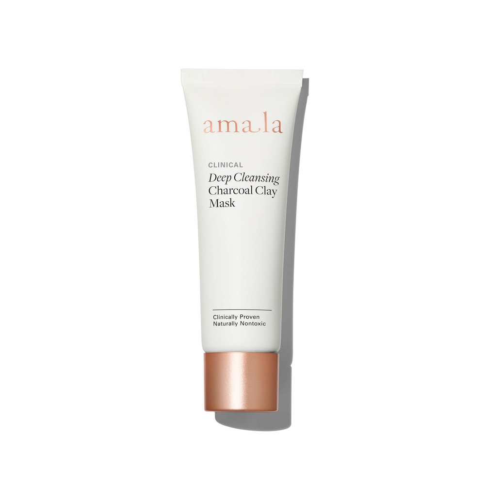 Amala Deep Cleansing Charcoal Clay Mask with Bamboo Charcoal, Moroccan Rhassoul Clay and Kukui Oil. Anti-Aging, Smoothes Texture and Decongests Pores. (50ml)