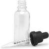 (120 Pack) 30ml Glass Dropper Bottles w/Measurements & Tamper Proof Lid | Clear Bottle & Black Cap | Concentrate, Medicine, Makeup, Supplement or Oil Containers, 878221582485 view 1