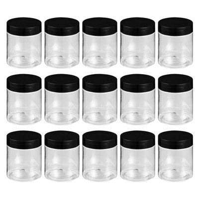15pcs Black Cap Bottle glass bottles with lids clear plastic containers sample containers Cosmetic Sample Jars Plastic Storage Jars travel lotion Coarse Cereals Container Cream Jar