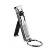 AKOAK 1 Pack Stainless Steel Folding Nail Clippers with Key Clasp Steel Pushing Nail File Mini Thin Nail Clippers Portable Nail Clipper Manicure Tools view 1
