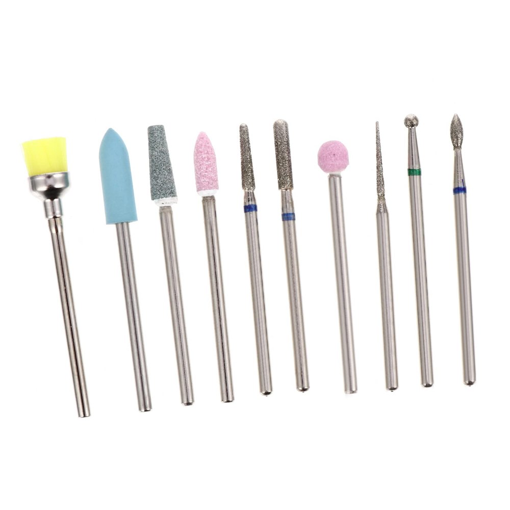Healifty 10pcs Nail Drill Bits Set Tungsten Grinding for Manicure and Pedicure Lightweight Versatile Suitable for All Nail Polishers for Removing Dead Skin