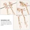 2pcs Rhinestone Flower Hair Clips Elegant Tassel Fairy Headwear Chinese Elements Hairpins Bridal Accessories for Women Girls Pink view 2