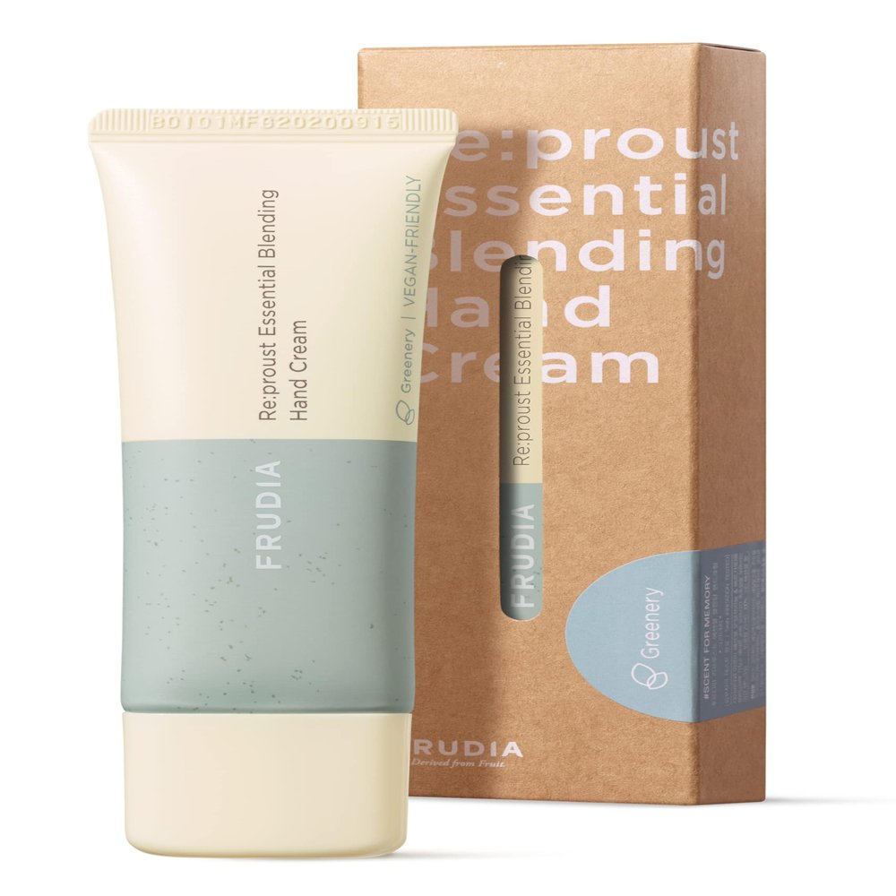 WELCOS FRUDIA Re:proust Essential Blending Hand Cream Greenery | Korean Skin Care Moisturizer & Beauty Products for Women & Men | Travel Size Body Skin Care Products Hand Cream for Dry Skin 1.76 fl oz