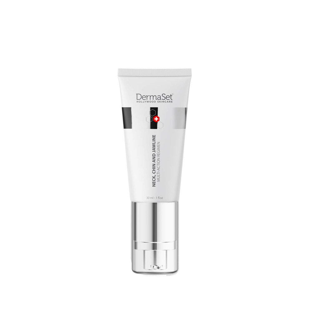 DermaSet Neck and Jawline Multi-Action Cream | Neck, Chin and Jawline Firming Cream | Double Chin Reducer with Jojoba Oil and Vitamin E | 1 fl oz