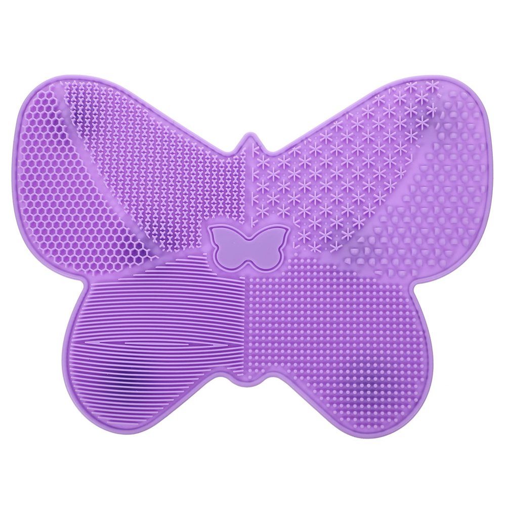 Beaupretty Silicon Makeup Brush Cleaning Pad Cosmetic Brush Cleaner Mat Portable Washing Tool Scrubber Pad Lip Cleaner Butterfly Shaped Beauty Mat