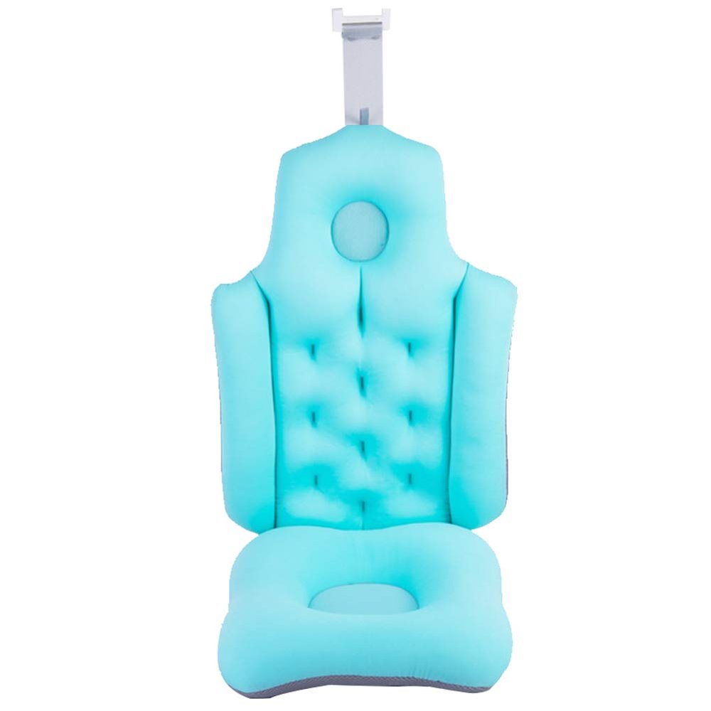 AECEVAN Bath Cushion Full Body Bath Pillow Adult Folding Bathtub Cushion SPA Head Rest Pillow Anti-Slip Bathing Pad 3D Mesh Layers for Tub Neck Head Shoulder Back Support Blue