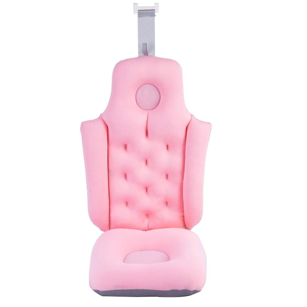AECEVAN Bath Cushion Full Body Bath Pillow Adult Folding Bathtub Cushion SPA Head Rest Pillow Anti-Slip Bathing Pad 3D Mesh Layers for Tub Neck Head Shoulder Back Support Pink