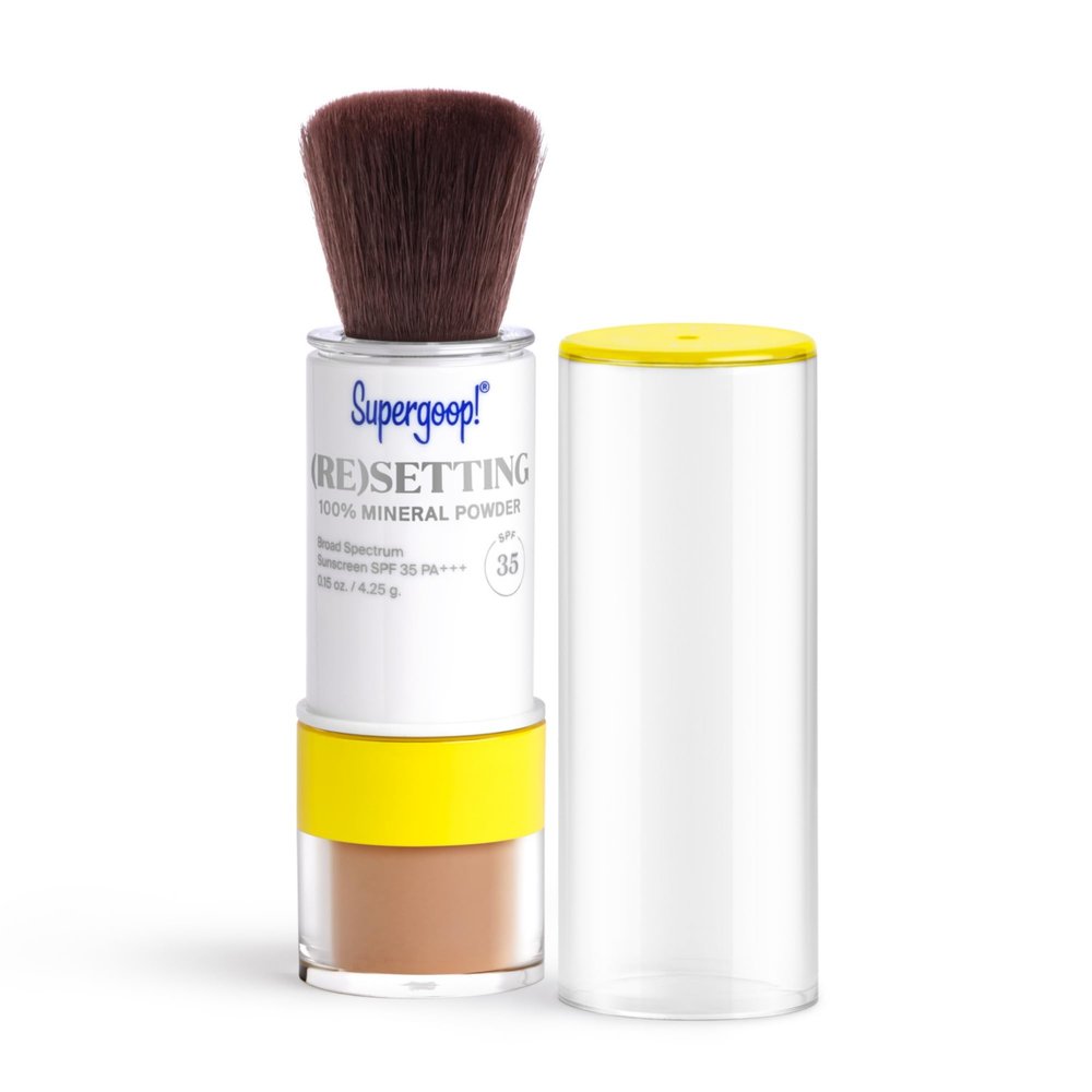 Supergoop! (Re) setting Mineral Powder, Deep - 0.15 oz - Makeup Setting Powder + Broad Spectrum SPF 35 PA+++ Sunscreen - With Ceramides, Olive Glycerides & Coated Silica Spheres