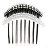 2 Black White Big Huge Hair Comb set pack Silver plastic teeth side clip 4 inches wide view 1