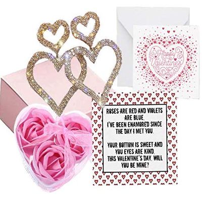 ALL-IN-ONE Gift! Valentine's Day Heart Earrings and Luxury Soap Gift set. Gift Box and Card included! Hassle-Free Gifts! Gold (Gold)