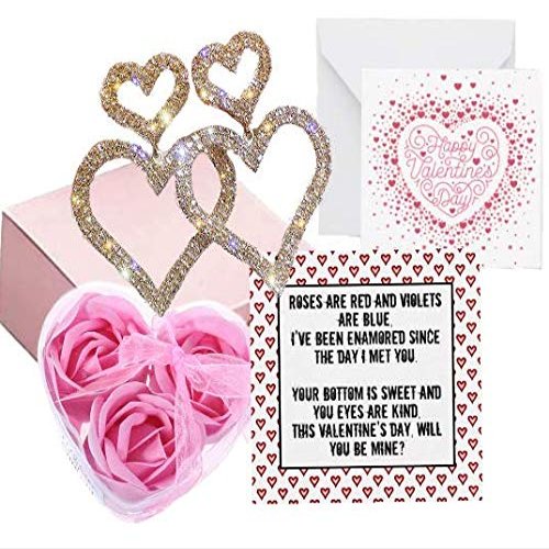ALL-IN-ONE Gift! Valentine's Day Heart Earrings and Luxury Soap Gift set. Gift Box and Card included! Hassle-Free Gifts! Gold (Gold)