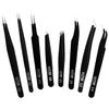 HengTianMei 8Pcs lash tweezers 3 Stainless Straight and 3 Curved Tip Eyelash Tweezers, With 2 Slant Pointed Precision Eyebrows Tweezers for eyelash extensions, Facial Hair, and Ingrown Hair Removal view 1
