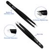 HengTianMei 8Pcs lash tweezers 3 Stainless Straight and 3 Curved Tip Eyelash Tweezers, With 2 Slant Pointed Precision Eyebrows Tweezers for eyelash extensions, Facial Hair, and Ingrown Hair Removal view 4