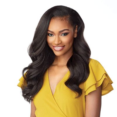 Sensationnel Instant Weave Half Wig - 4 Synthetic Blendwig Adjustable Drawstring for Seamless Hair Blending (1 JETBLACK)