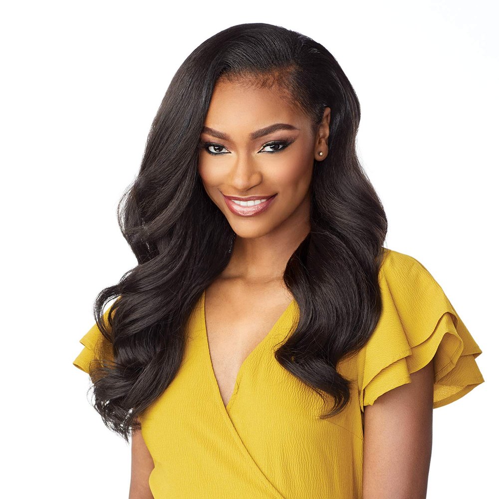Sensationnel Instant Weave Half Wig - 4 Synthetic Blendwig Adjustable Drawstring for Seamless Hair Blending (1 JETBLACK)